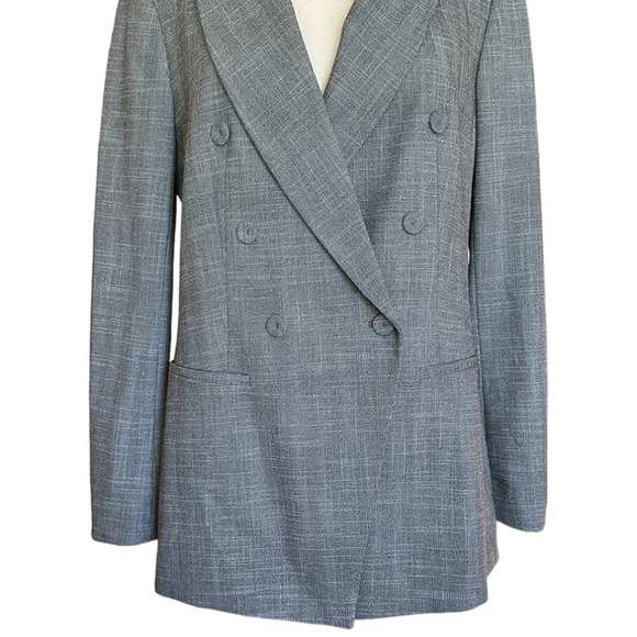 CLUB MONACO Double Breasted Blazer Jacket Gray Aditha Power Tailored, Size 12 - Picture 5 of 16